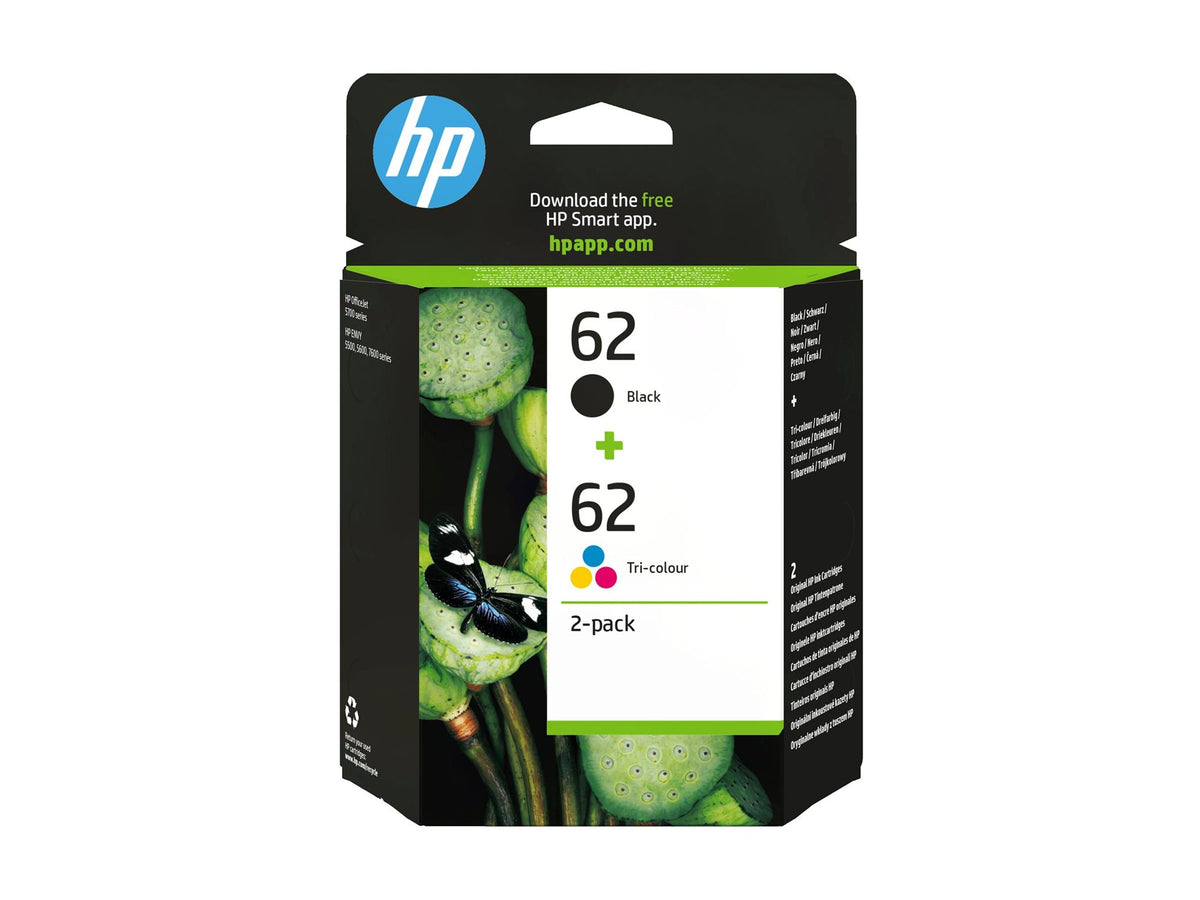 HP 62 original Ink cartridge N9J71AE Combo 2-Pack Standard Capacity Black and Colour cartridge