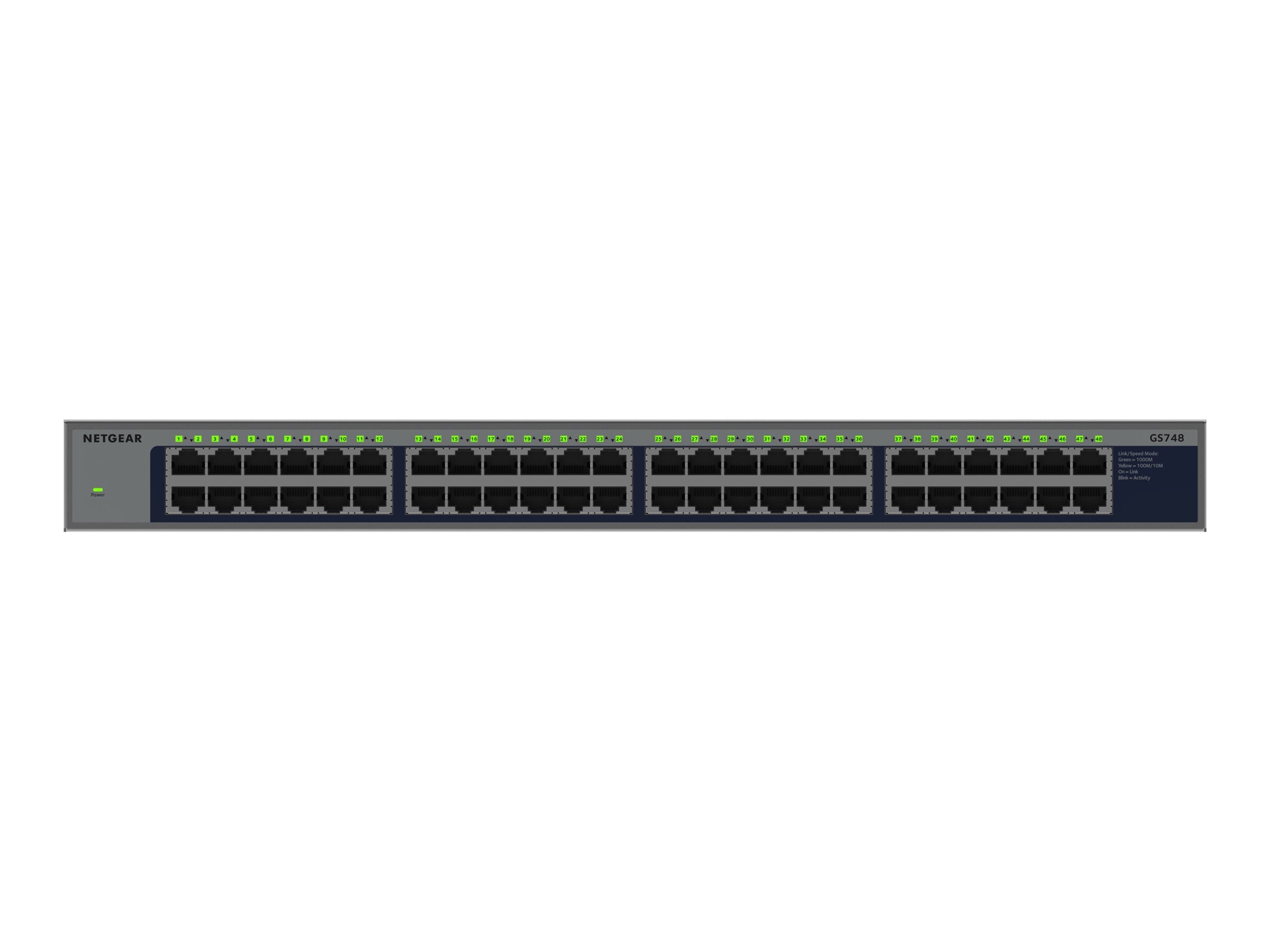 NETGEAR 48PT GIGE UNMANAGED RACKMOUNT SWICH GS748