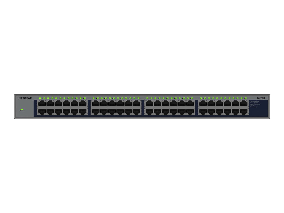 NETGEAR 48PT GIGE UNMANAGED RACKMOUNT SWICH GS748