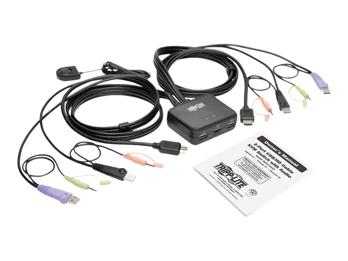 EATON TRIPPLITE 2-Port USB/HD Cable KVM Switch with Audio/Video Cables and USB Peripheral Sharing KVM audio USB switch 2xKVM USB