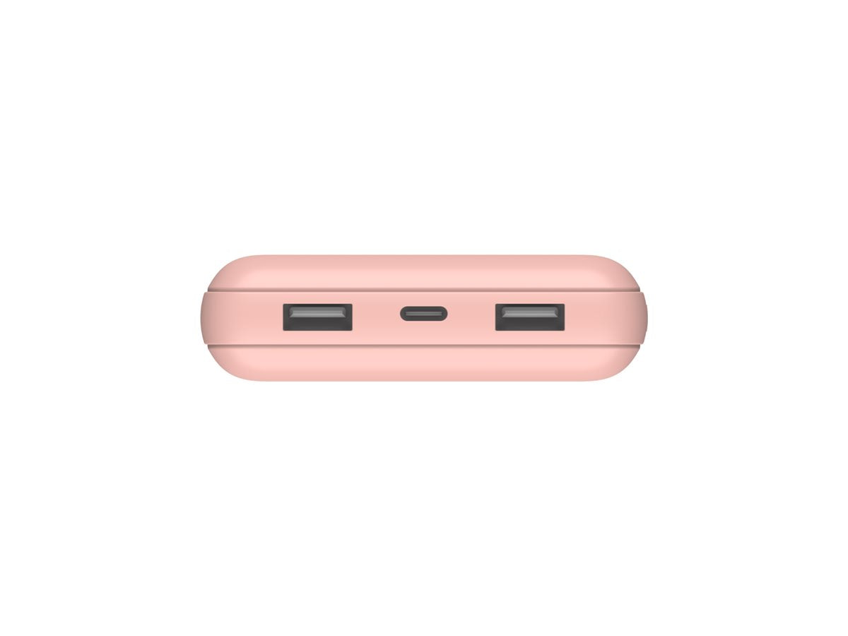 BELKIN Powerbank 20K 15W USB-C cable inclus + 2 USB-A Rose