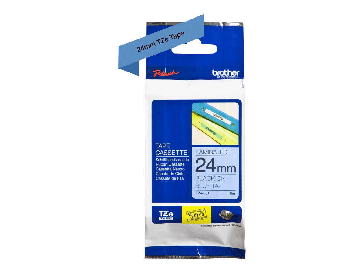 BROTHER P-TOUCH TZE-551 noir sur bleu 24mm