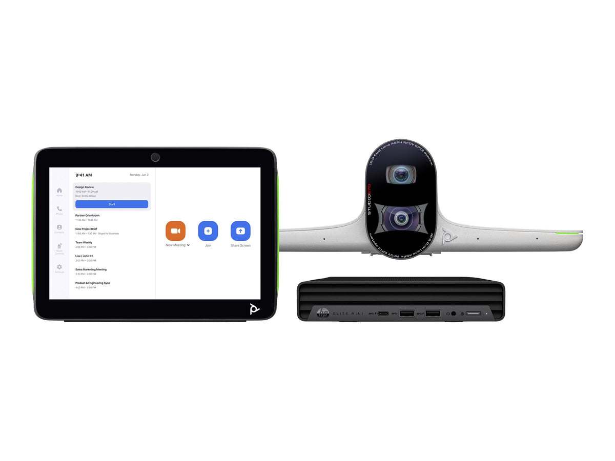 HP Poly Studio Large Room Bundle for Zoom Rooms Studio E70 Smart Camera and HP PC w/TC10 ABB