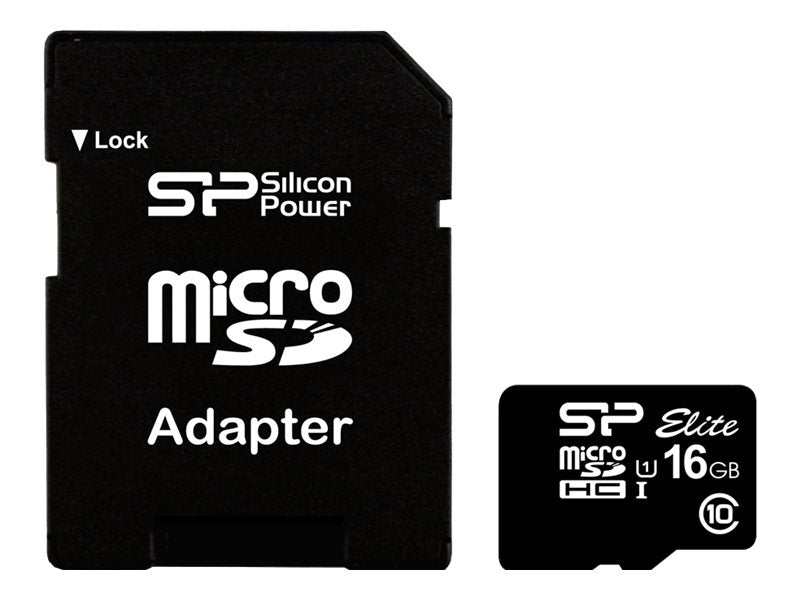 SILICON POWER memory card Elite Micro SDHC 16Go Class 10 up to 85Mo/s + Adapter