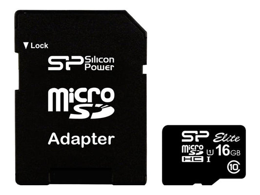 SILICON POWER memory card Elite Micro SDHC 16Go Class 10 up to 85Mo/s + Adapter