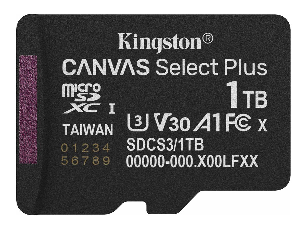 KINGSTON Canvas Select Plus Carte mémoire microSDXC 1To Gen3 150R A1 Adaptateur SD Non Inclus