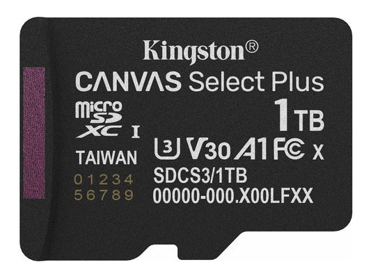 KINGSTON Canvas Select Plus Carte mémoire microSDXC 1To Gen3 150R A1 Adaptateur SD Non Inclus