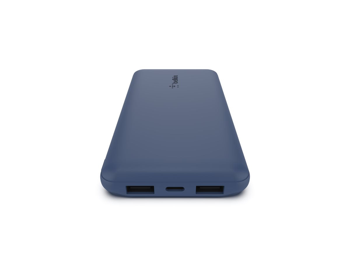 BELKIN Batterie externe 3 ports 10K avec câble USB-A vers USB-C bleu
