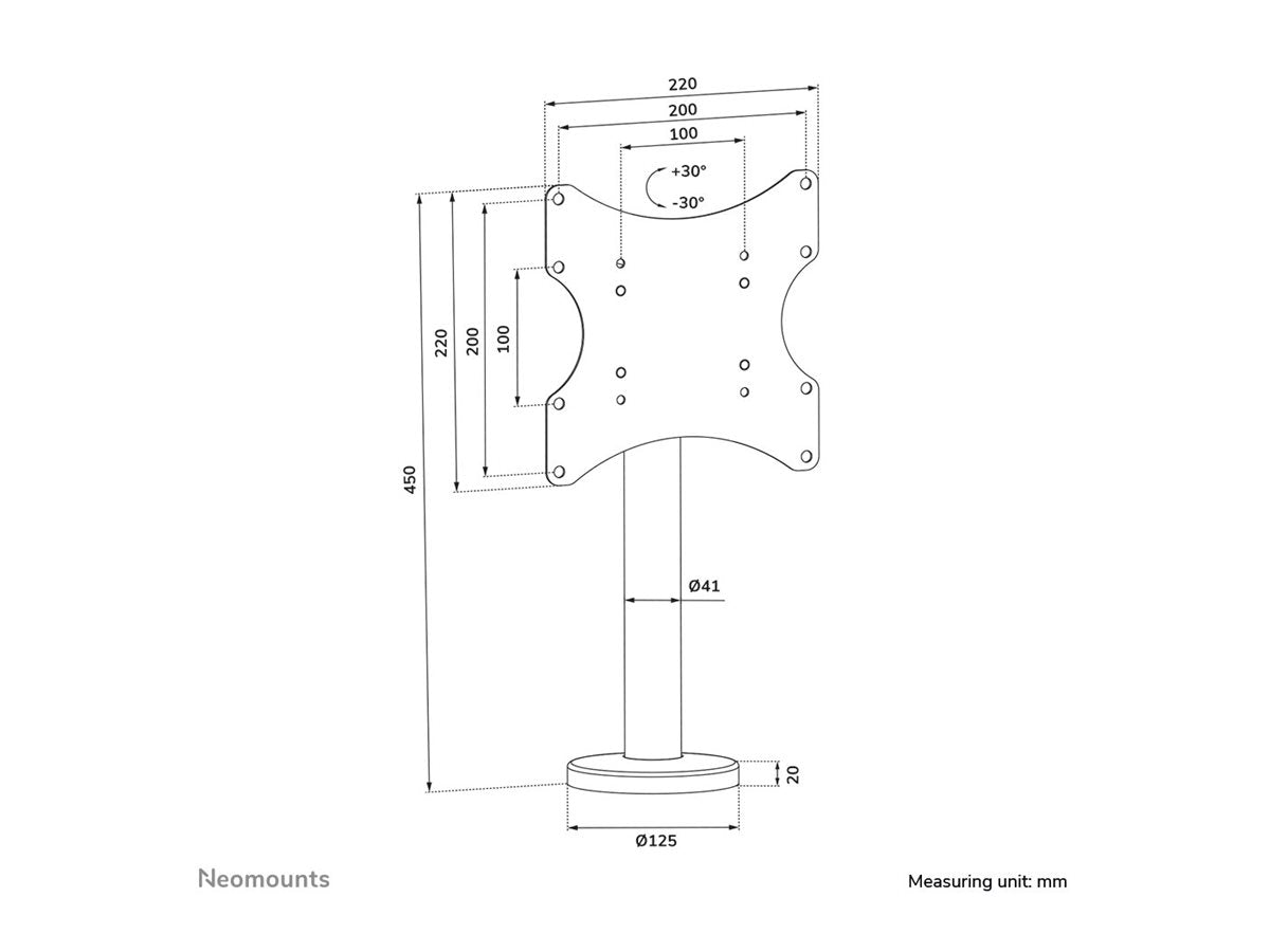 NEOMOUNTS DS42-430BL12 Support de bureau pour Ã©cran Ã  poser 23-43p- Ã  visser - pivotant