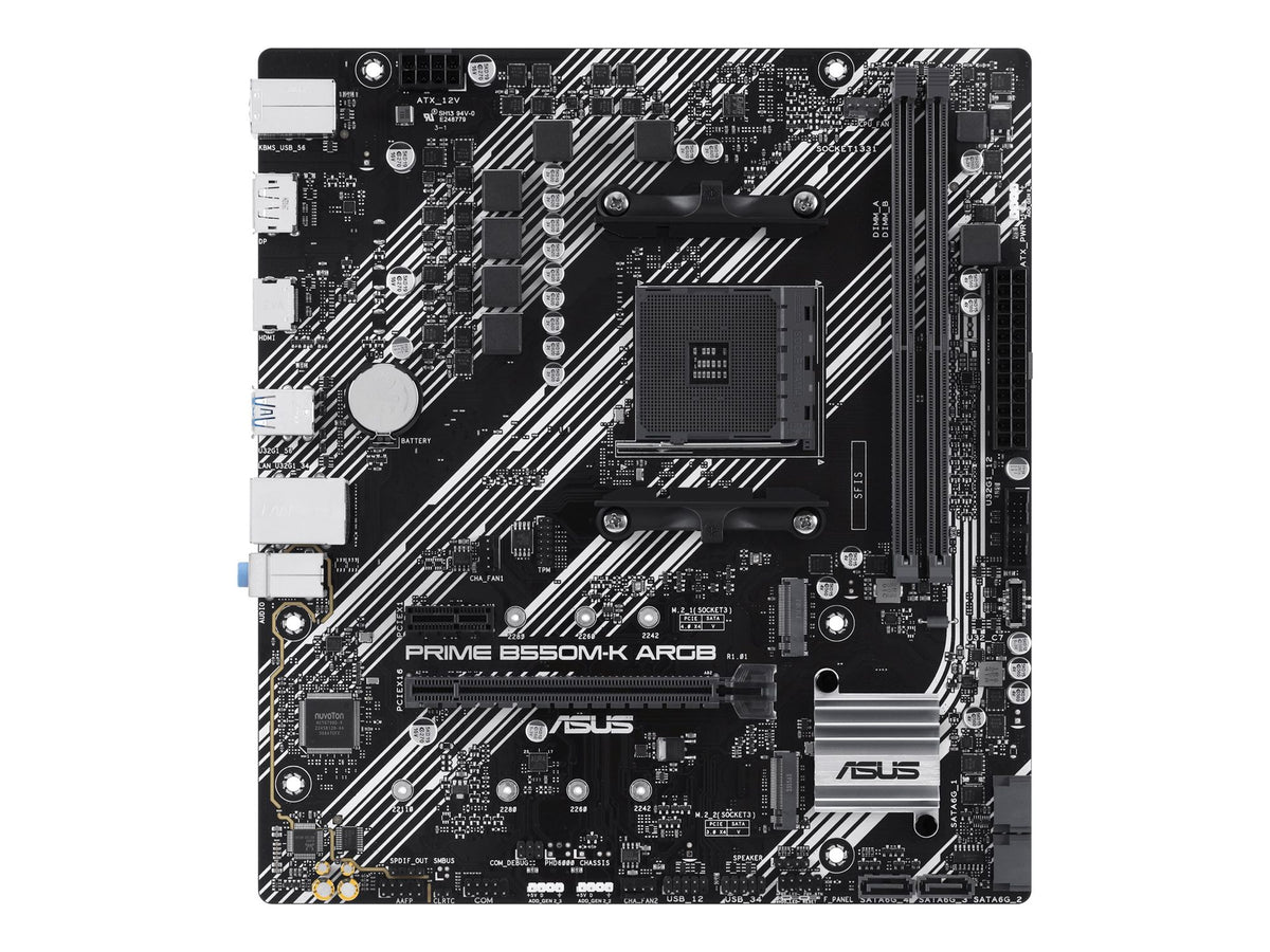 ASUS PRIME B550M-K ARGB AM4 2DDR4 microATX 4xSATA MB 1xHDMI 2.1 1xDP 1.4 2xM.2