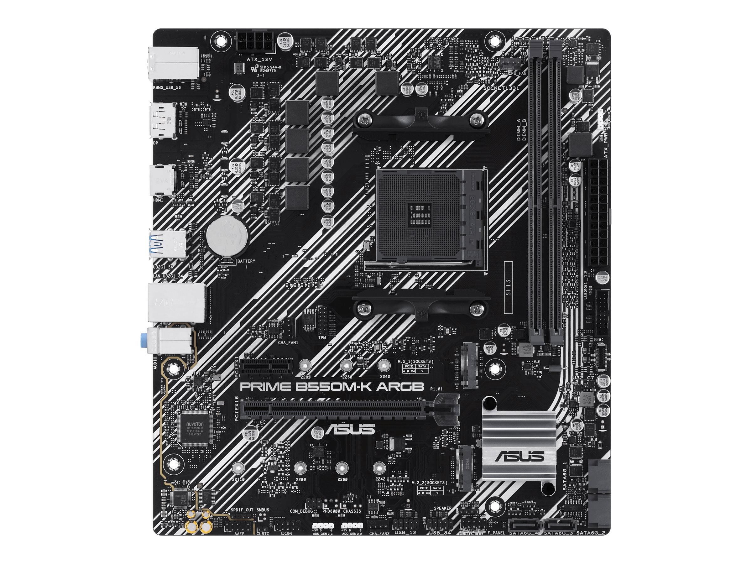 ASUS PRIME B550M-K ARGB AM4 2DDR4 microATX 4xSATA MB 1xHDMI 2.1 1xDP 1.4 2xM.2