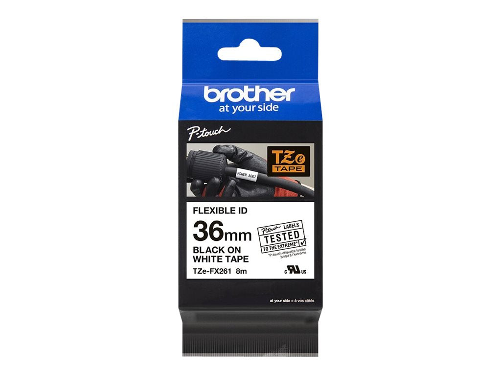 BROTHER TZEFX261 36mm Black on White Flexible ID