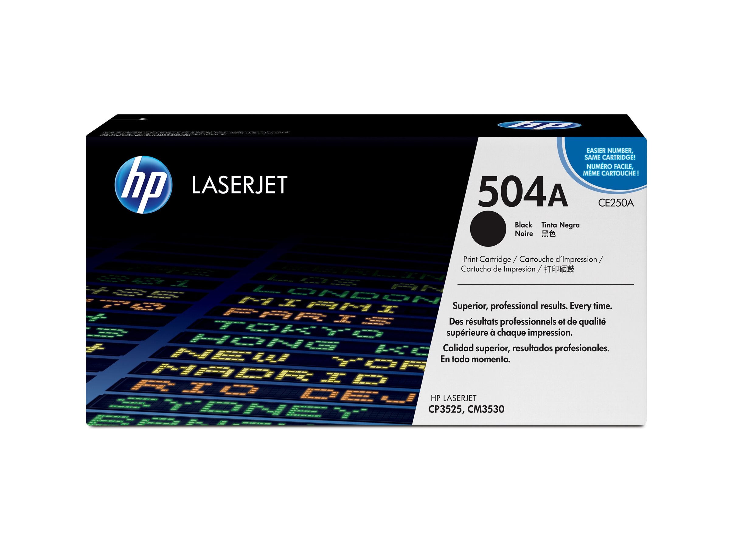 HP 504A original Colour LaserJet Toner cartridge CE250A black standard capacity 5.000 pages 1-pack ColorSphere