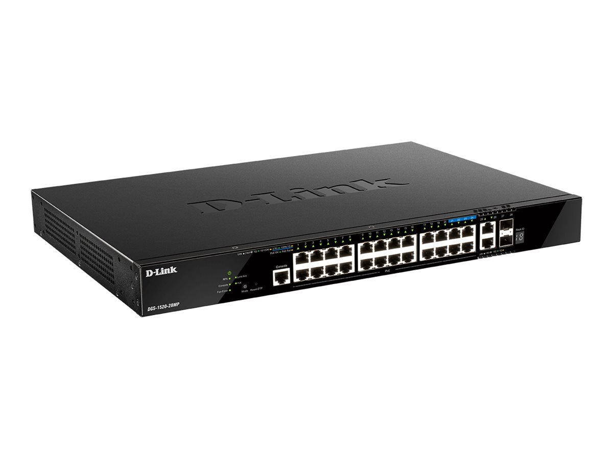 D-LINK DGS-1520-28MP/E 28-Port Smart Managed PoE+ Gigabit Stack Switch 4x 2.5 GE 4x 10G