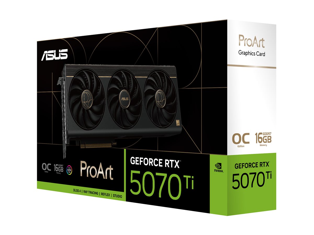 ASUS ProArt GeForce RTX 5070 Ti OC Edition Graphics Card PCIe 5.0 16Go GDDR7 USB Type-C HDMI 2.1b 2xDisplayPort 2.1b