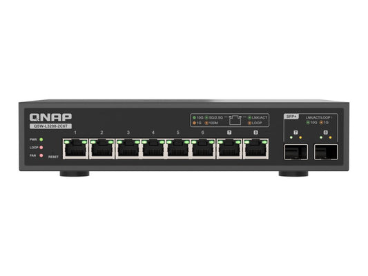 QNAP QSW-L3208-2C6T 6 ports 10Gbps 2 ports 10G SFP+/NBASE-T Combo