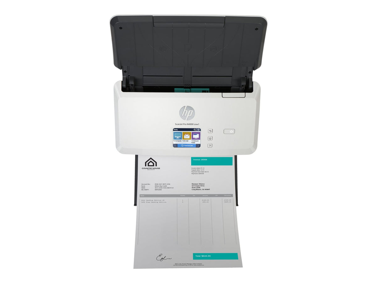 HP Scanjet Pro N4000 snw1 Sheet-feed Document scanner CMOS CIS Duplex 216x3100mm 600x600dpi 40ppm ADF 50sheets 4000scans LAN Wi-Fi