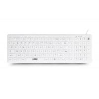 URBAN FACTORY Clavier en ABS et silicone Blanc Connexion filaire USB Touches plates et silencieuses Traitement antimicrobien Nano