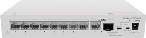 Huawei Switch S110-8P2ST (8*GE ports (124W PoE+), 1*GE SFP port, 1*GE port, AC power, power adapter)
