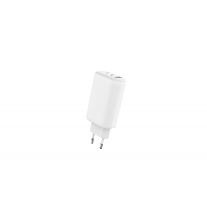 Konrow KC65ACCW - Adaptateur Secteur 3 Ports ( 1 Port Type A & 2 Ports Type C ) Charge rapide 65W - Blanc (Blister)