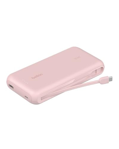 BELKIN 20k PD30w Integrated USB-C Cable Power Bank Pink