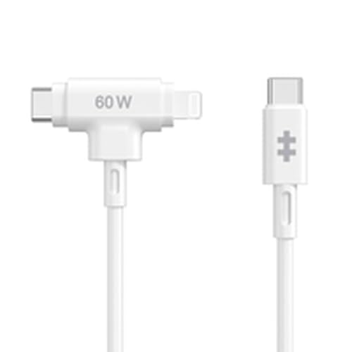 TARGUS Hyper HyperJuice Silicone USB-C to USB-C and Lightning Hybrid 60W Cable - White