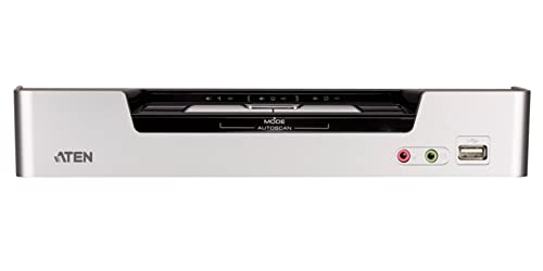 Commutateur KVMP™ deux affichages/audio DVI Dual Link USB 2 ports - 2560 x 1600 pixels - Ethernet/LAN - Grille de montage - 10,6 W - 1U - Noir - Argent