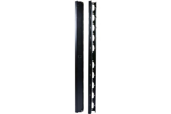 EKIVALAN Paire de passe-câbles verticaux (G/D) 32U métal avec porte, noir