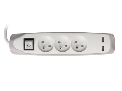 Multiprise 3 prises avec interrupteur - chargeur USB