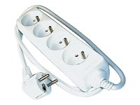 DEXLAN Multiprise 3 prises sans interrupteur blanche - 1,5 m