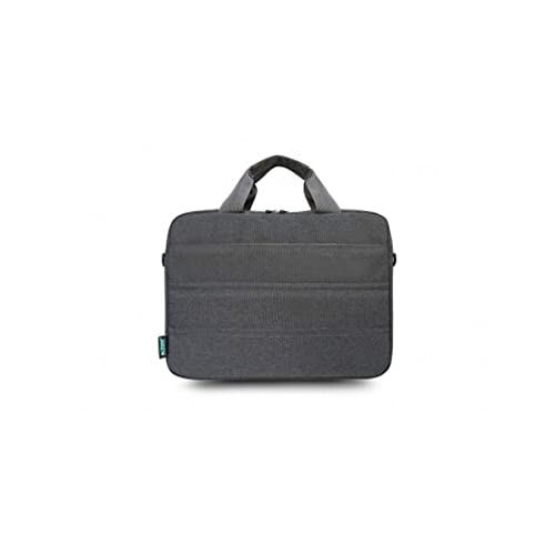 URBAN FACTORY Toploading bag made of recycled Nylon r-PET Reinforced notebook compartment Flat front pocket with zip Back patch
