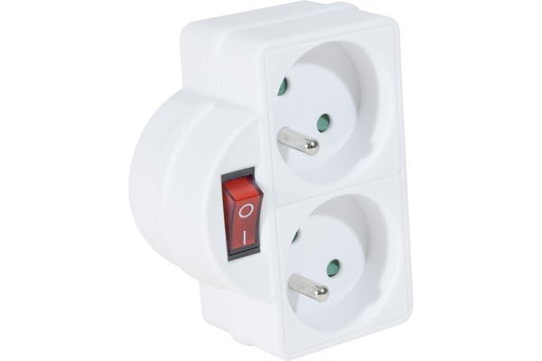 DEXLAN Bloc 2 prises secteur avec interrupteur