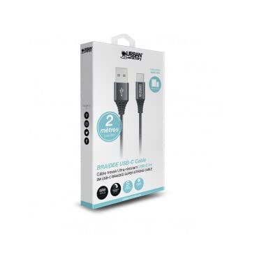 URBAN FACTORY BRAIDEE CABLE EN NYLON TRESSE USB-C 1.50M