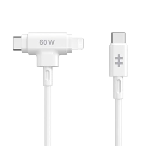 TARGUS Hyper HyperJuice Silicone USB-C to USB-C and Lightning Hybrid 60W Cable - White