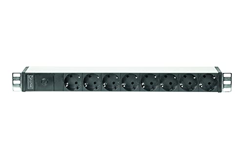 Digitus Bloc multiprise avec profilé en aluminium et préfusible, prise électrique a contact de protection a 8 sorties, connecteur IEC C14 pour câble d