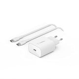 BELKIN BOOST CHARGE 25w USB-C PD PPS Single Wall Charger w/ 1m C- C Cable White