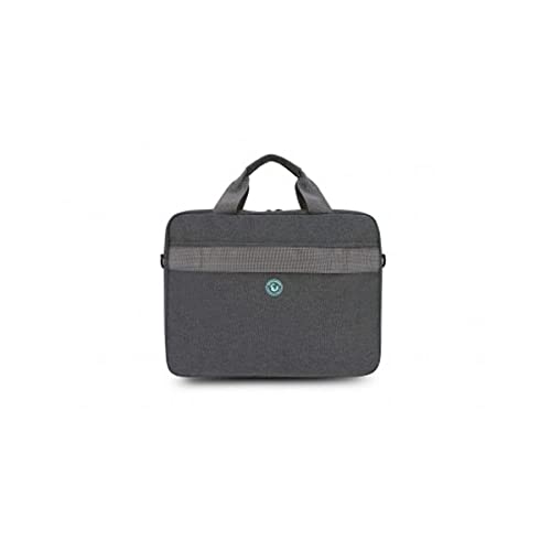URBAN FACTORY Toploading bag made of recycled Nylon r-PET Reinforced notebook compartment Flat front pocket with zip Back patch