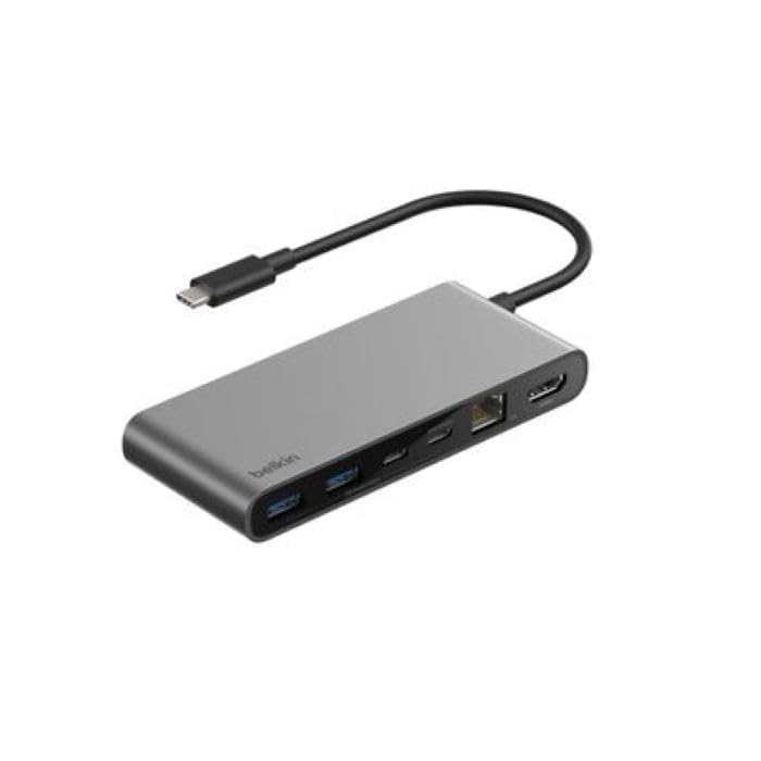 BELKIN Connect 8-in-1 USB-C Hub with Dual USB-C Ports - Silver