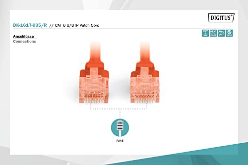 Digitus DK-1617-005/R câble de réseau Rouge 0,5 m Cat6 U/UTP (UTP)