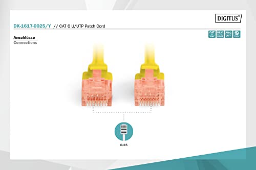Digitus DK-1617-0025/Y câble de réseau Jaune 0,25 m Cat6 U/UTP (UTP)