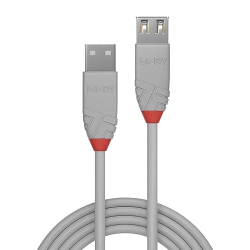 LINDY 0.5m USB 2.0 Type A Extension Cable Anthra Line USB Type A Male to Female cool grey