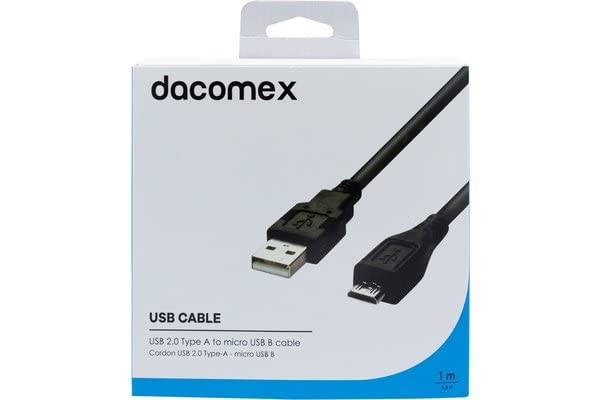 DACOMEX Cordon USB 2.0 Type-A - micro USB B noir - 1 m