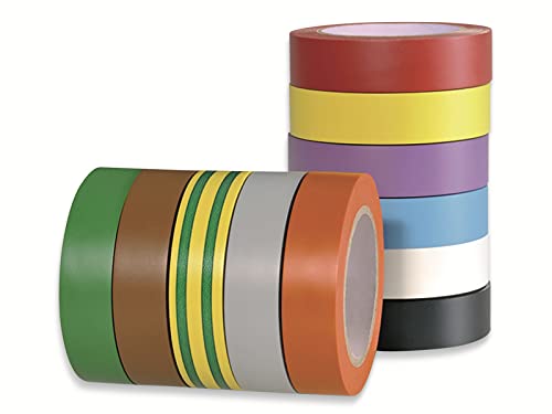 Ruban électrique isolant panaché lot de 10 couleurs - 10 m