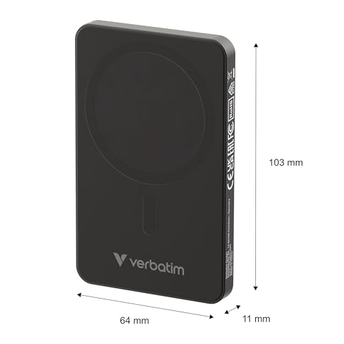 VERBATIM CHARGE N GO ESSENTIALS POWER BANK MAGNETIC WIRELESS 5000MAH BLACK WCF (P)