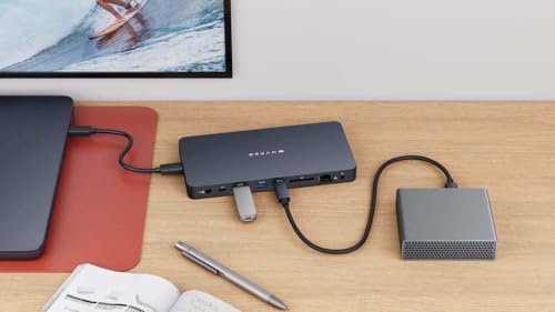 TARGUS HyperDrive Universal Silicon Motion USB-C 10-in1 Dual HDMI Docking Station - Grey - B2B only