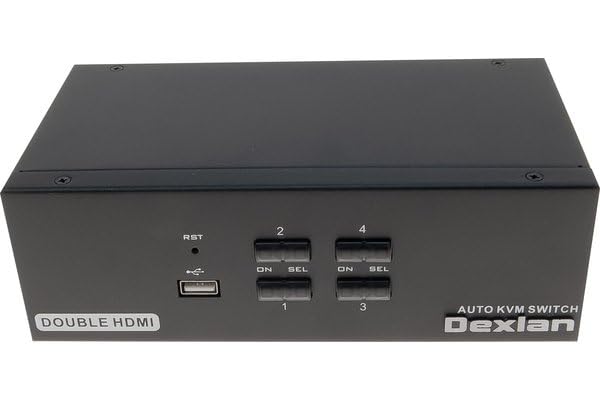 DEXLAN KVM 4 PORTS DOUBLE ECRAN HDMI 4K / USB 2.0 + câbles