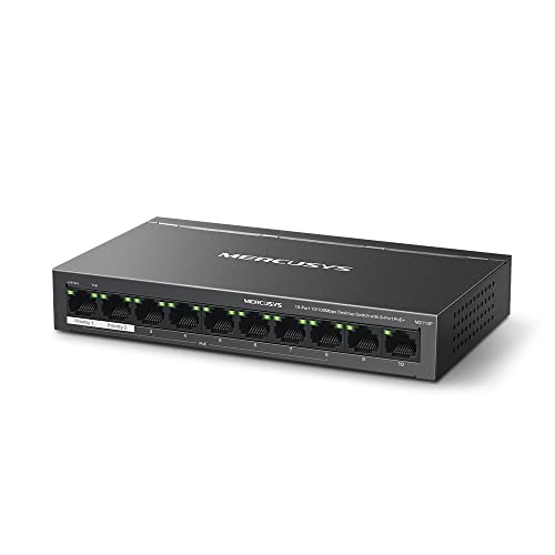 Mercusys MS110P commutateur réseau Géré Fast Ethernet (10/100) Connexion Ethernet, supportant l'alimentation via ce port (PoE) Noir