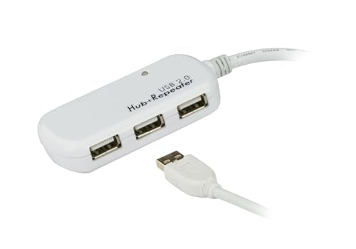 ATEN Rallonge USB 2.0 avec concentrateur a 4 ports - 12 m - USB 2.0 - USB 2.0 - 480 Mbit/s - Blanc - Plastique - 12 m