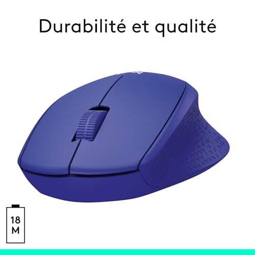 LOGITECH M330 SILENT PLUS Mouse 3 buttons wireless 2.4 GHz USB wireless receiver blue
