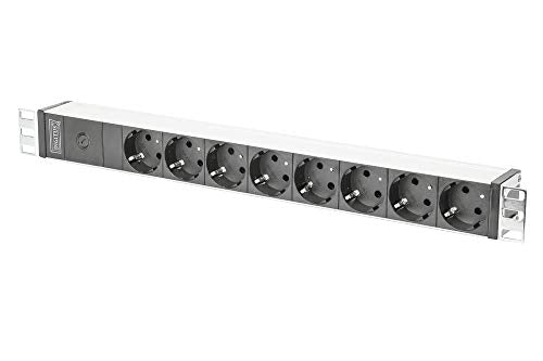Digitus Bloc multiprise avec profilé en aluminium et préfusible, prise électrique a contact de protection a 8 sorties, connecteur IEC C14 pour câble d